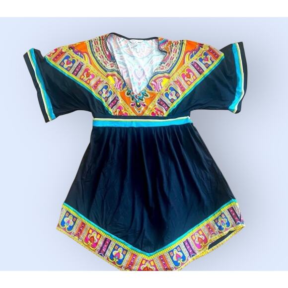 TRINA TURK Women's Nepal Black & Tropical Colors Swim Cover up Dress 6 8 Tunic - Picture 10 of 12